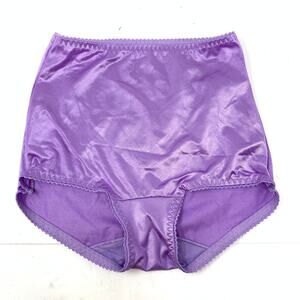 VTG Underscore Nylon Satin Classic High Waisted Brief Panties Purple Sz M